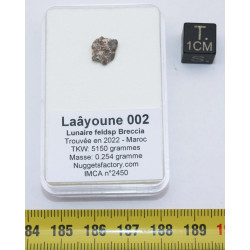 copie de Météorite lunaire Laâyoune 002 dans une boite Feld Breccia (Maroc - 0.254 gramme 058**)