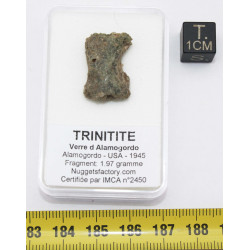 Fragment de trinitite dans une boîte - Verre d Alamogordo (USA - 1.97 grammes - 100)