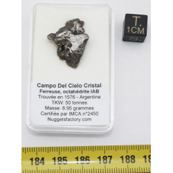 Météorite Campo del Cielo type Cristal dans une boite (Argentine - 8.95 grammes - 082**)