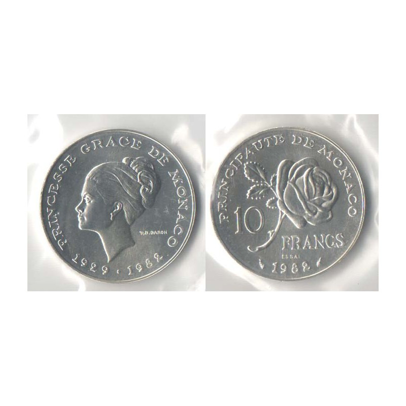 10 francs essai Argent FDC Pricesse Grace 1982 Monaco