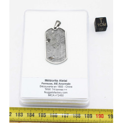 Collier pendentif météorite Aletaï dans une boite avec un cordon en cuir (Chine - 040 **)