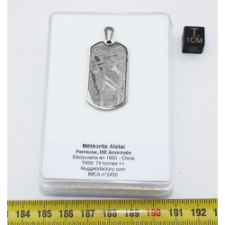 Collier pendentif météorite Aletaï dans une boite avec un cordon en cuir (Chine - 041 **)