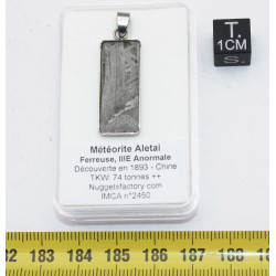 Collier pendentif météorite Aletaï dans une boite avec un cordon en cuir (Chine - 045 **)