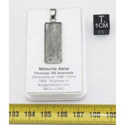 Collier pendentif météorite Aletaï dans une boite avec un cordon en cuir (Chine - 046 **)