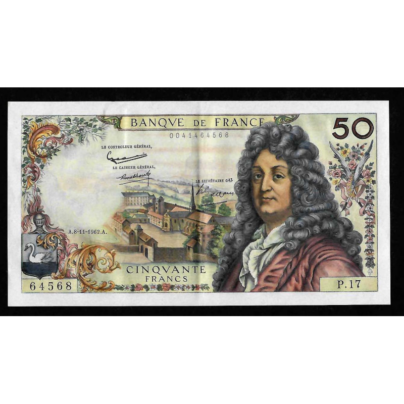 Billet de 50 francs Racine 08/11/1962 SUP ( 010 * ) Billet de 50 francs Racine 08/11/1962 SUP ( 010 * )