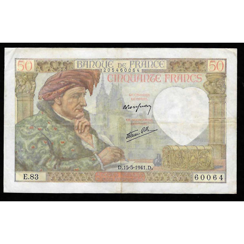 Billet de 50 Francs Jacques Coeur 15/05/1941 Sup ( 013) Billet de 50 Francs Jacques Coeur 15/05/1941 Sup ( 013)