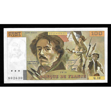 Billet de 100 Francs Delacroix 1979 Q10 Hachure Mixte SPL ( 022 *)