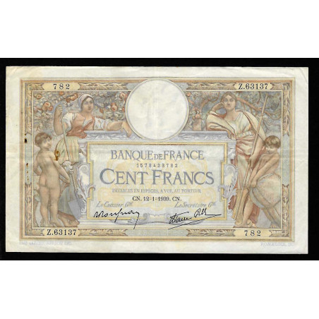 Billet de 100 Francs Merson 12/01/1939 TTB ( 026* )