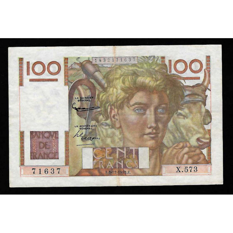 Billet de 100 Francs Jeune Paysan 03-12-1953 TTB ++ ( 033 *) Billet de 100 Francs Jeune Paysan 03-12-1953 TTB ++ ( 033 *)