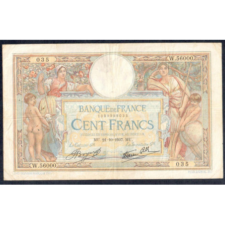 Billet de 100 Francs Merson 21-10-1937 TTB ( 034* )