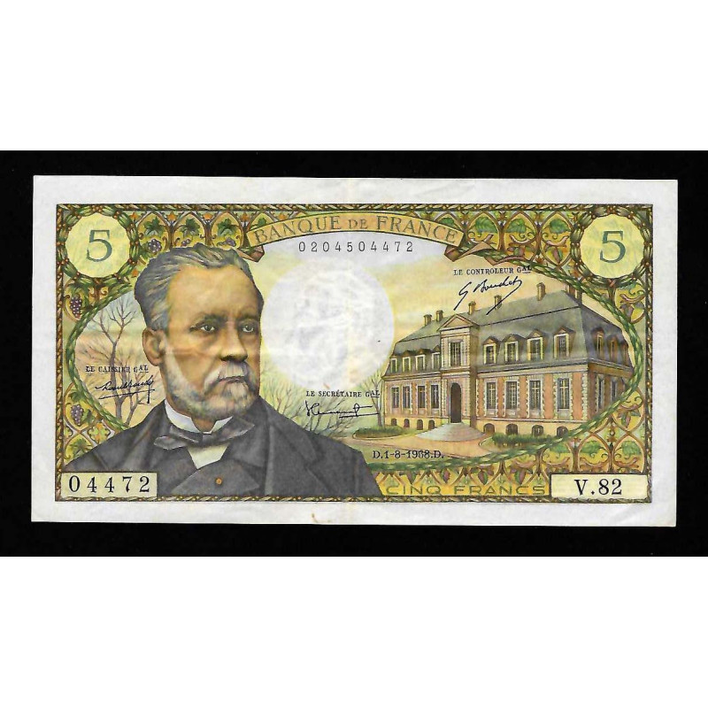Billet de 5 Francs Pasteur 01/08/1968 TTB +( 038* ) Billet de 5 Francs Pasteur 01/08/1968 TTB +( 038* )