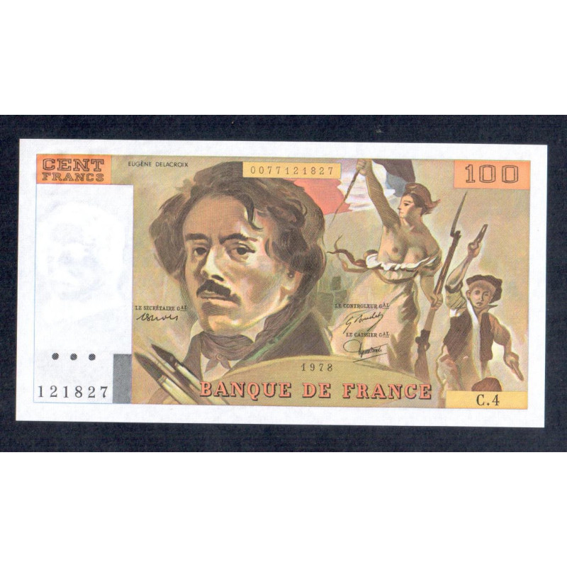 100 Francs Delacroix 1978 C4 Neuf ( 039 ) 100 Francs Delacroix 1978 C4 Neuf ( 039 )