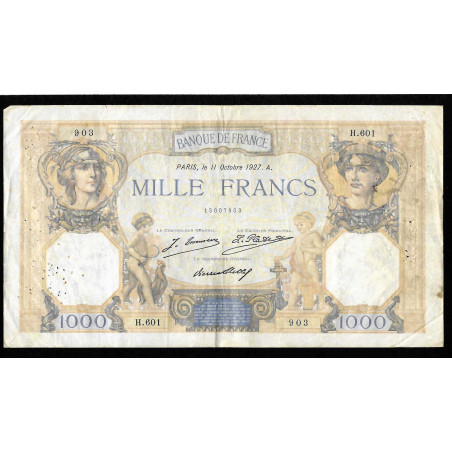 Billet de 1000 Francs Ceres et Mercure 11-10-1927 TB + ( 001 * )