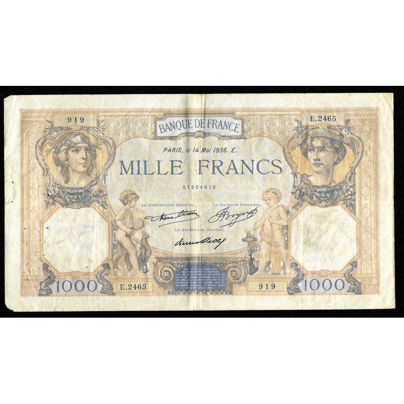 Billet de 1000 Francs Ceres et Mercure 14-05-1936 TTB ( 209 *)