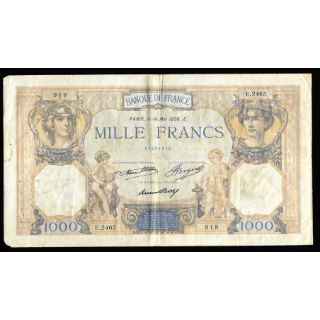 Billet de 1000 Francs Ceres et Mercure 14-05-1936 TTB ( 209 *)