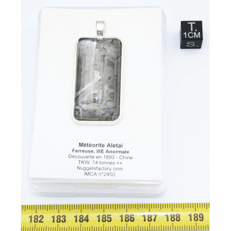 Collier pendentif météorite Aletaï dans une boite avec un cordon en cuir (Chine - 050 **)