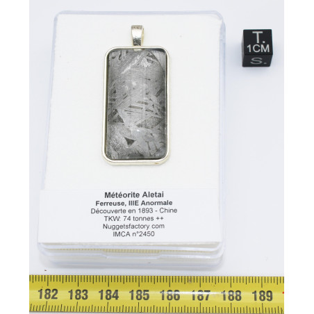 Collier pendentif météorite Aletaï dans une boite avec un cordon en cuir (Chine - 051 **)