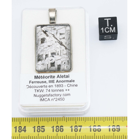 Collier pendentif météorite Aletaï dans une boite avec un cordon en cuir (Chine - 055 **)