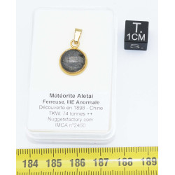 Collier pendentif météorite Aletaï dans une boite avec un cordon en cuir (Chine - 060**)