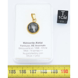 Collier pendentif météorite Aletaï dans une boite avec un cordon en cuir (Chine - 059**)