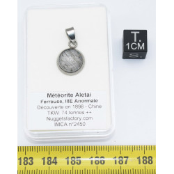 Collier pendentif météorite Aletaï dans une boite avec un cordon en cuir (Chine - 062**)