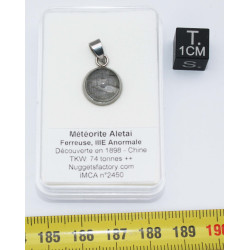 Collier pendentif météorite Aletaï dans une boite avec un cordon en cuir (Chine - 063**)