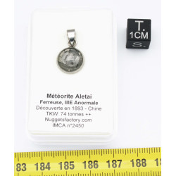 Collier pendentif météorite Aletaï dans une boite avec un cordon en cuir (Chine - 064**)