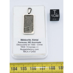 Collier pendentif météorite Aletaï dans une boite avec un cordon en cuir (Chine - 068**)