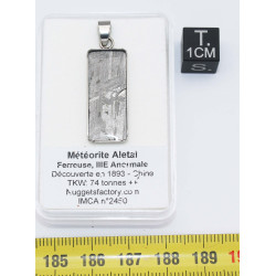 Collier pendentif météorite Aletaï dans une boite avec un cordon en cuir (Chine - 070**)