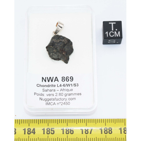 Collier pendentif météorite Chondrite NWA 869 ( Sahara - 2.80 grammes - 009** )