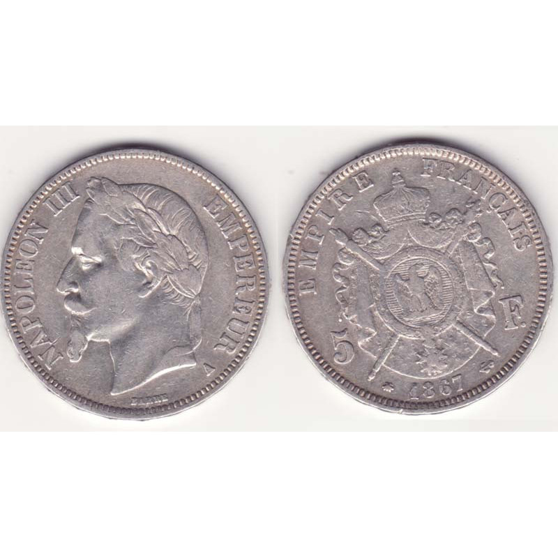 5 francs Napoleon III 1867 A argent ( 008 )