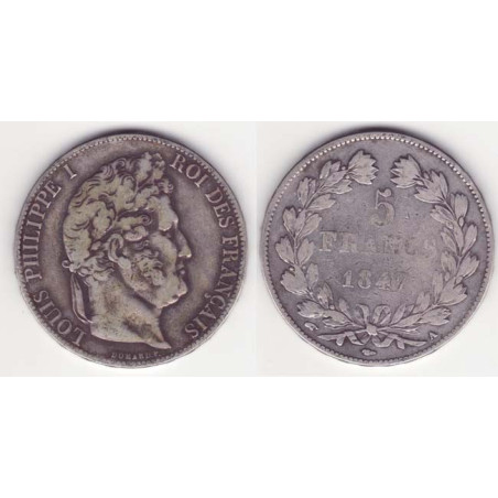 5 francs Louis Philippe 1847 A Argent ( 003 )