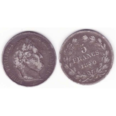5 francs Louis Philippe 1840 A Argent ( 003 )