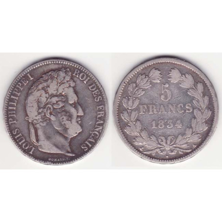 5 francs Louis Philippe 1834 A Argent ( 002 )