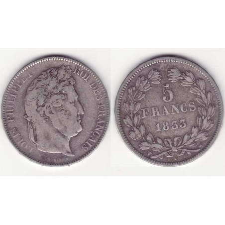 5 francs Louis Philippe 1833 W Argent ( 002 )