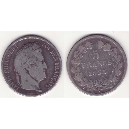 5 francs Louis Philippe 1833 A Argent ( 002 )