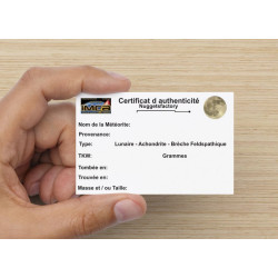 Météorite Lunaire Laâyoune 002 dans une boite Feld Breccia ( Maroc - 0.65 gramme - 065 ** )