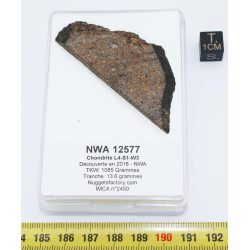 Tranche de Météorite NWA 12577 dans une boite - Chondrite L4 ( 13.80 grammes - 002** )