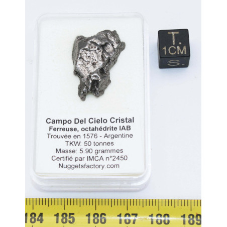 Météorite Campo del Cielo type Cristal dans une boite (Argentine - 5.90 grammes - 087 **)