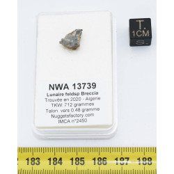 Talon de Météorite Lunaire NWA 13739 dans une boite Feld Breccia (Algérie - 0.48 gramme - 006 **)