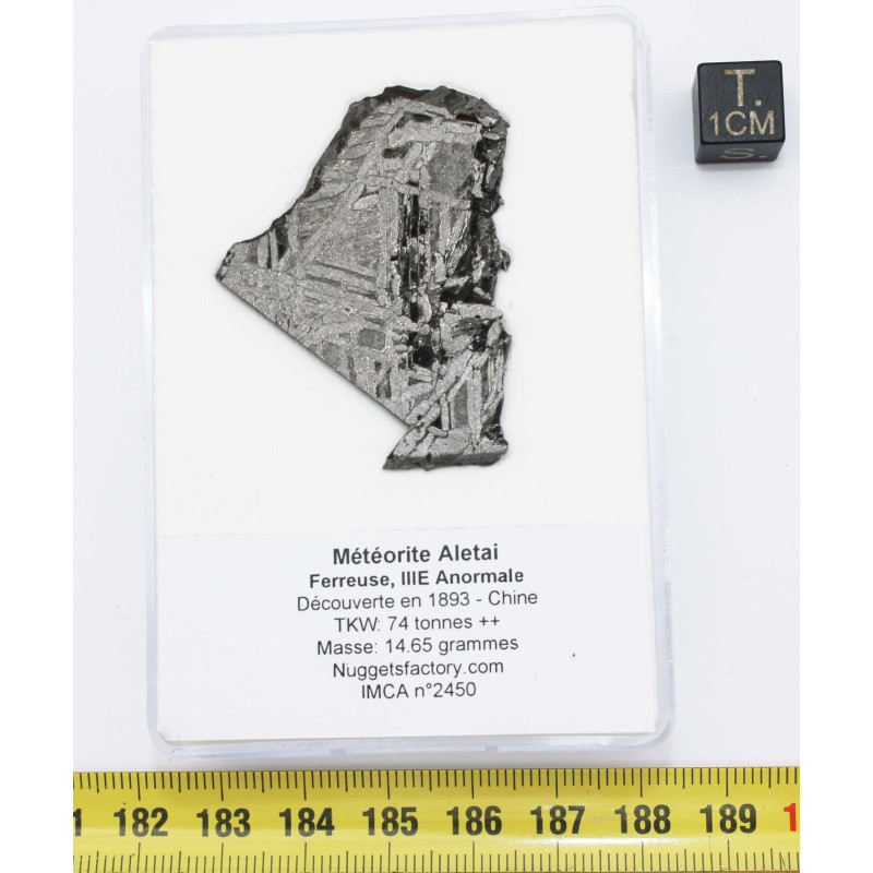 Tranche de météorite Aletaï avec lignes de Widmanstätten (14.65 grammes - Chine - 001**)
