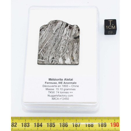 Tranche de météorite Aletaï avec lignes de Widmanstätten (15.10 grammes - Chine - 004**)