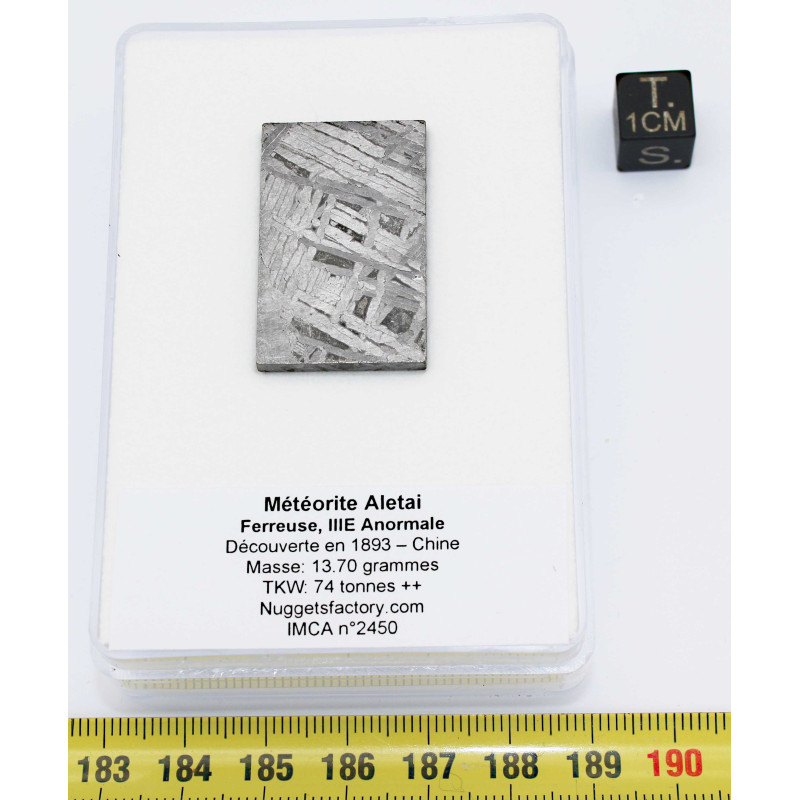 Tranche de météorite Aletaï avec lignes de Widmanstätten (13.70 grammes - Chine - 007**)