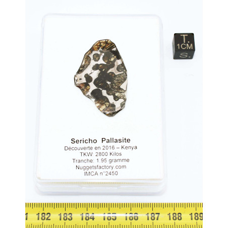 Tranche de Météorite Sericho - Pallasite ( Kenya -  1.95 grammes - 010** )