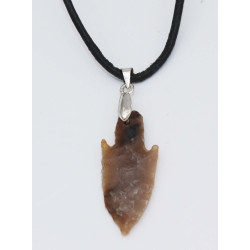 1 Collier pendentif pointe de flèche avec cordon en cuir (Sahara - 011**)