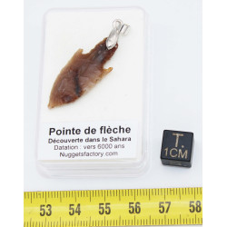1 Collier pendentif pointe de flèche avec cordon en cuir (Sahara - 011**)