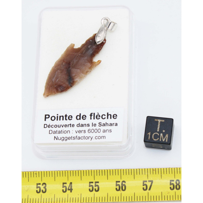 1 Collier pendentif pointe de flèche avec cordon en cuir (Sahara - 011**)