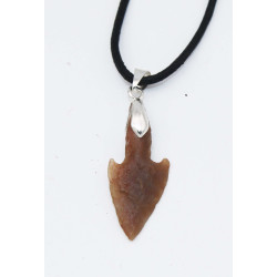 Collier pendentif pointe de flèche avec cordon en cuir (Sahara - 012**)