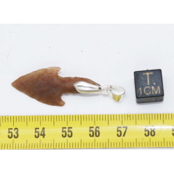 Collier pendentif pointe de flèche avec cordon en cuir (Sahara - 012**)