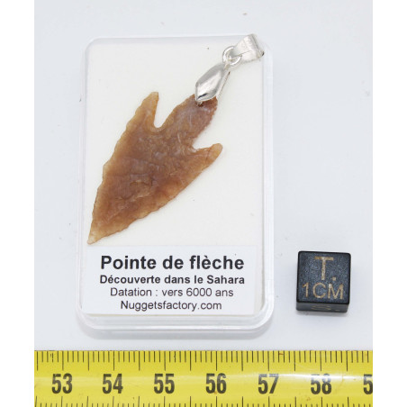 Collier pendentif pointe de flèche avec cordon en cuir (Sahara - 013**)